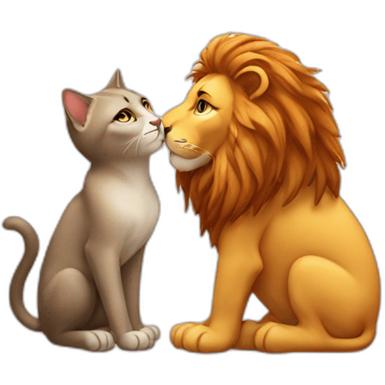 Cat kiss lion emoji