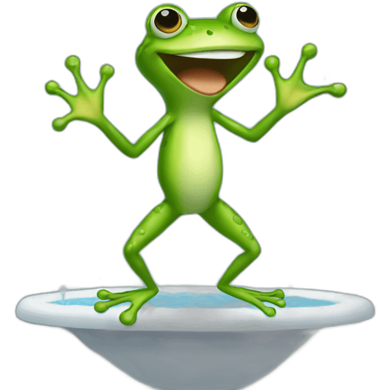 Frog standing up dancing in the shower emoji