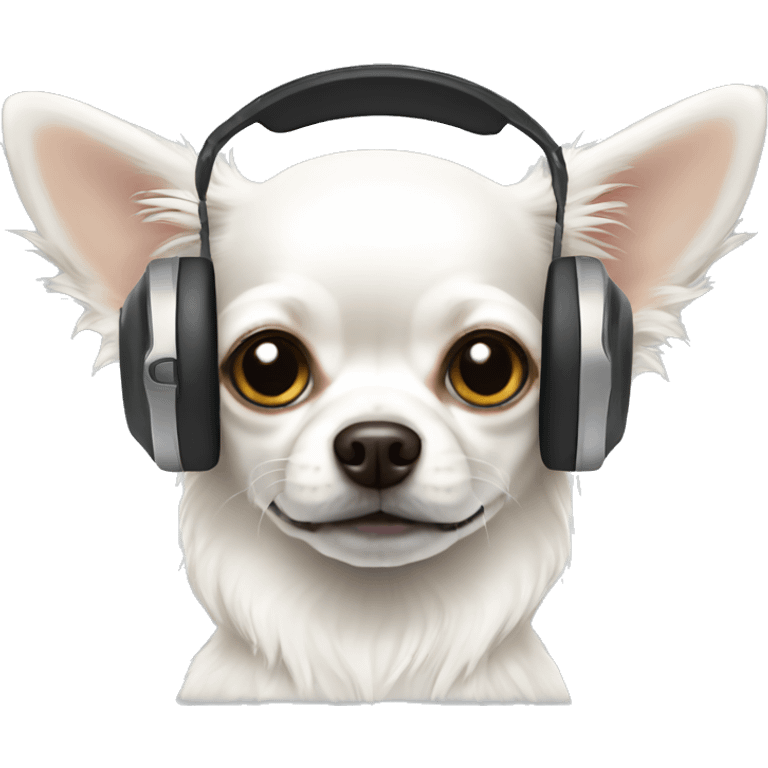 white long hair chihuahua headset emoji