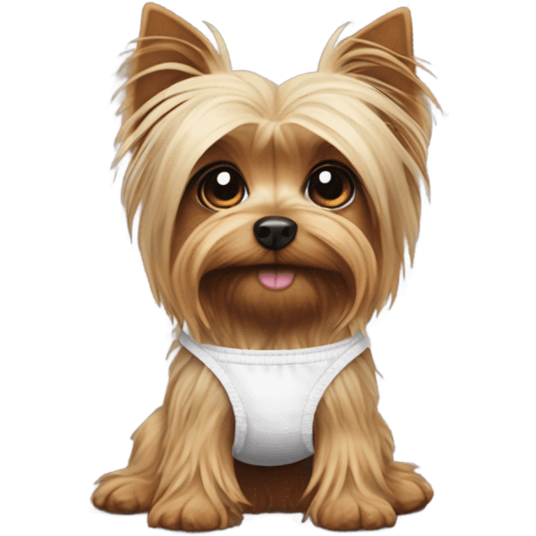 Skinny Yorky with a diaper emoji