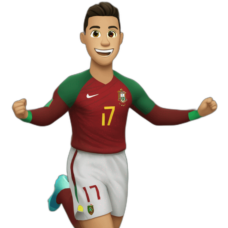 Cristiano Ronaldo haciendo su celebracion con la equipacion de portugal emoji