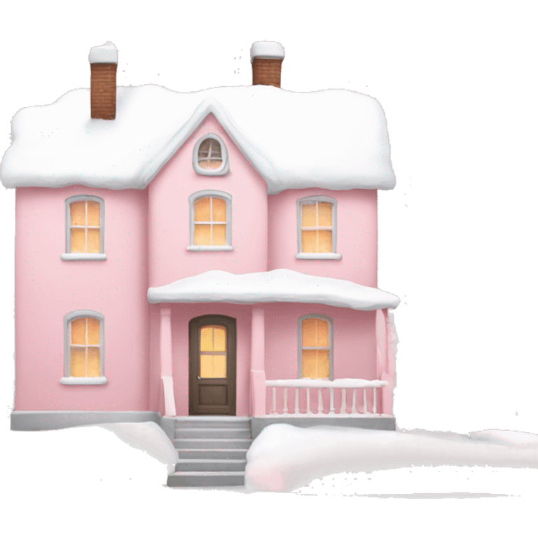 Light pink house with snow emoji