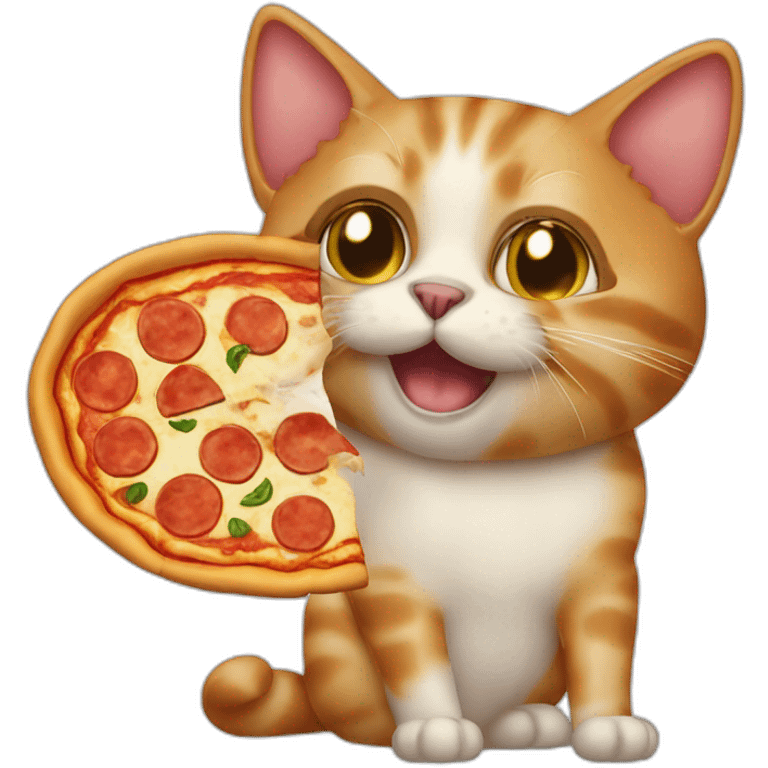 Cat mange de la pizza emoji