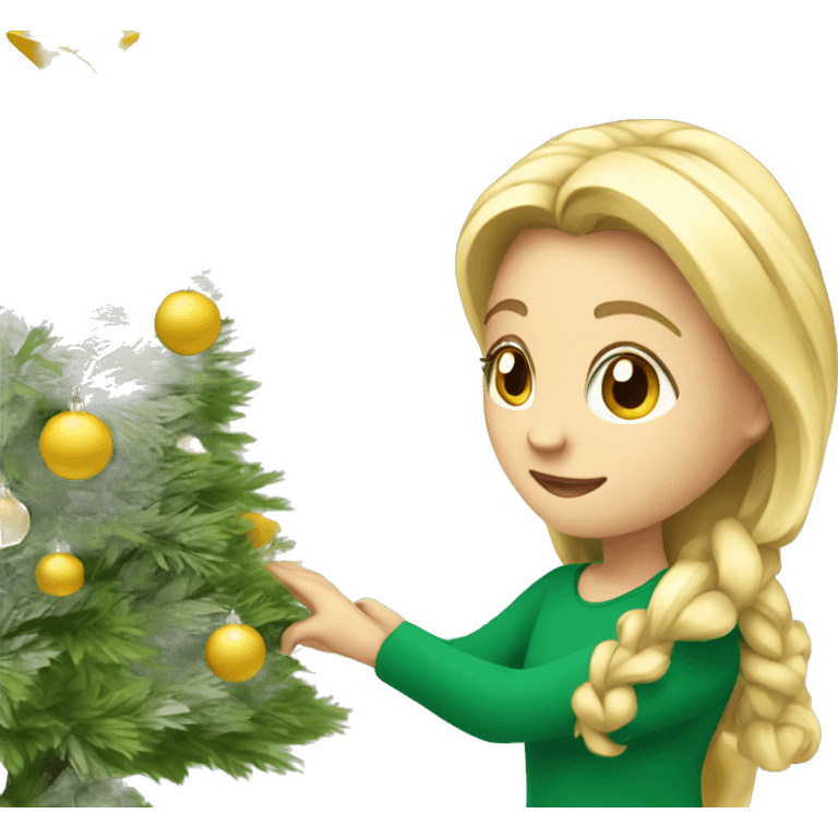 Blond Girl is decorating a Christmas tree emoji