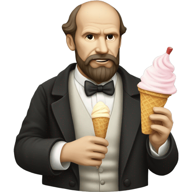 Dostoevsky holding an ice cream  emoji