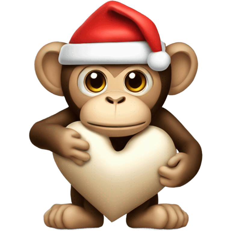 santa monkey holding a heart emoji