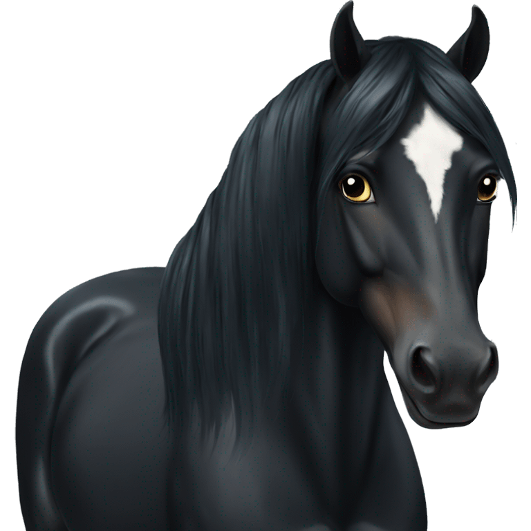 full black horse with long mane emoji