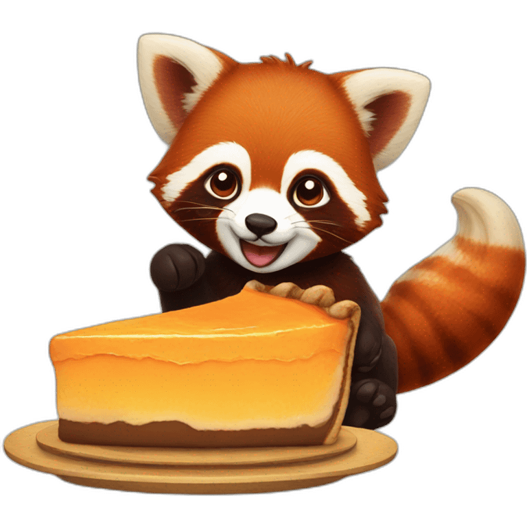 Red panda eating pumpkin pie emoji