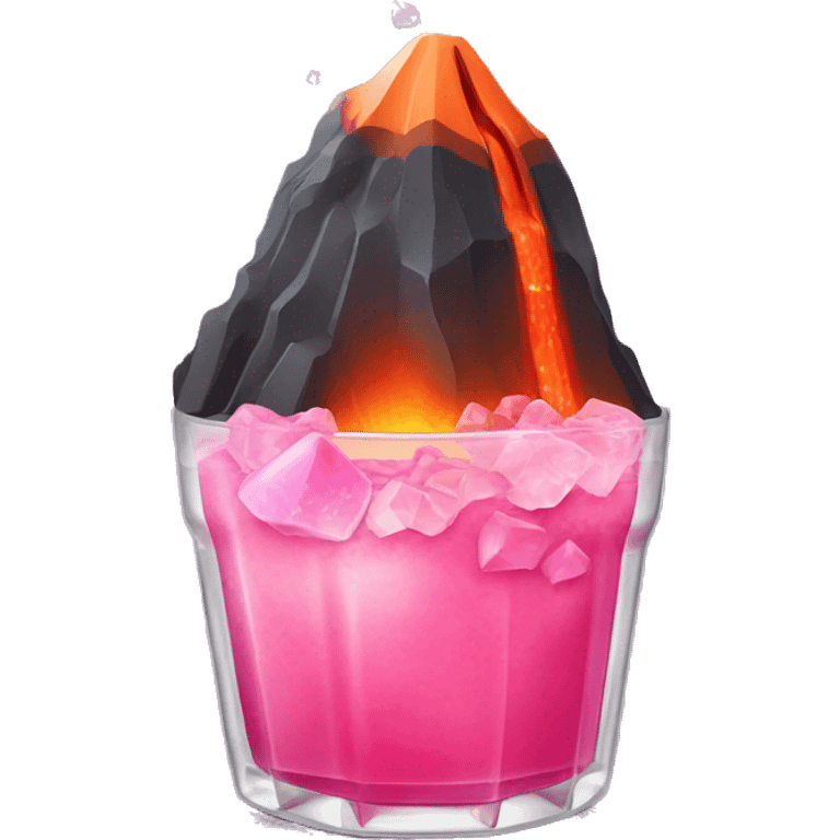 volcano but instead of lava coming out it is pink drink with ice cubes  emoji