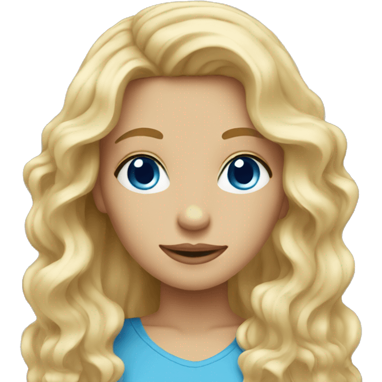 Blonde Long wavy hair girl blue eyes emoji