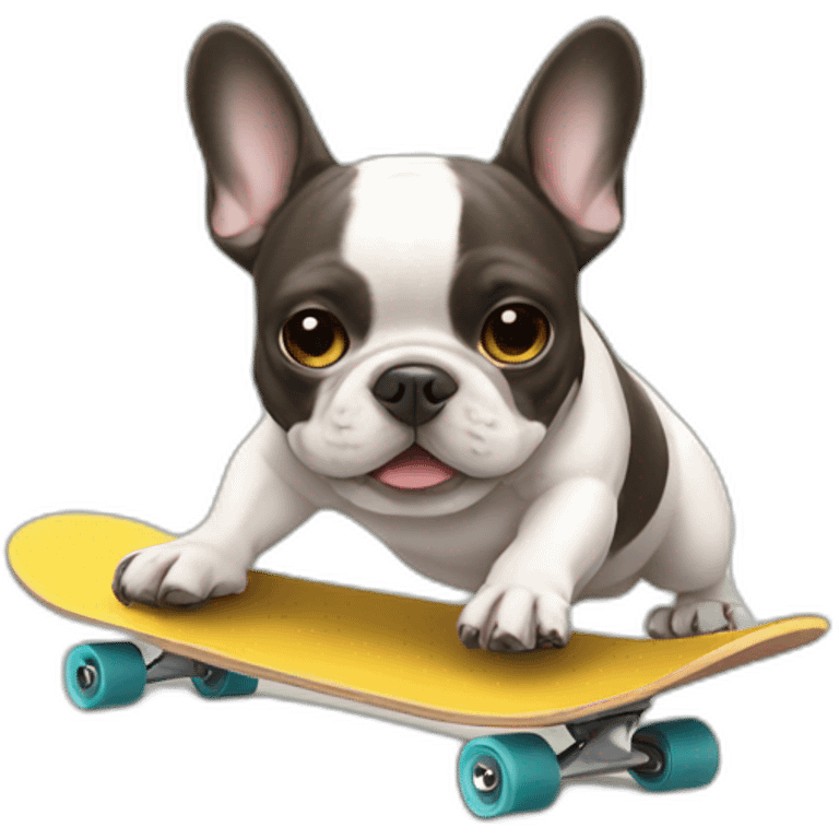 French bulldog skateboarding emoji