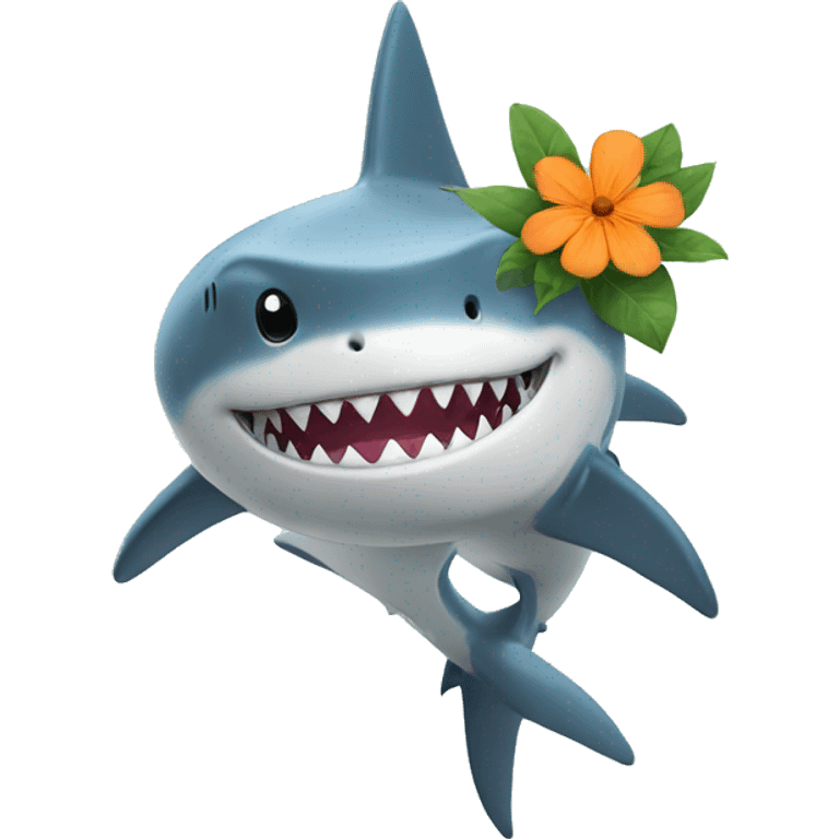 shark with flower emoji