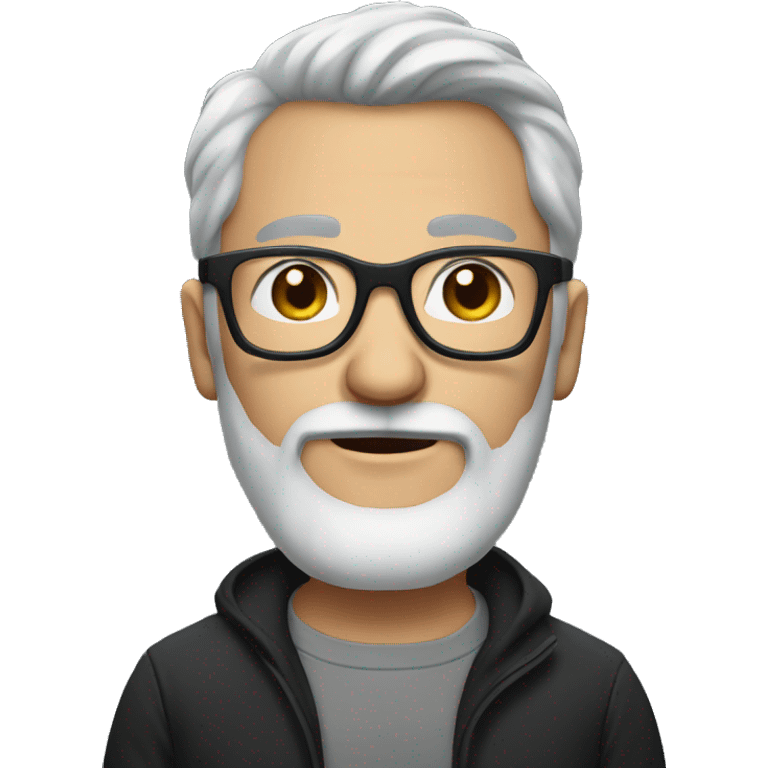 Man with grey hair, a grey beard and black glasses emoji