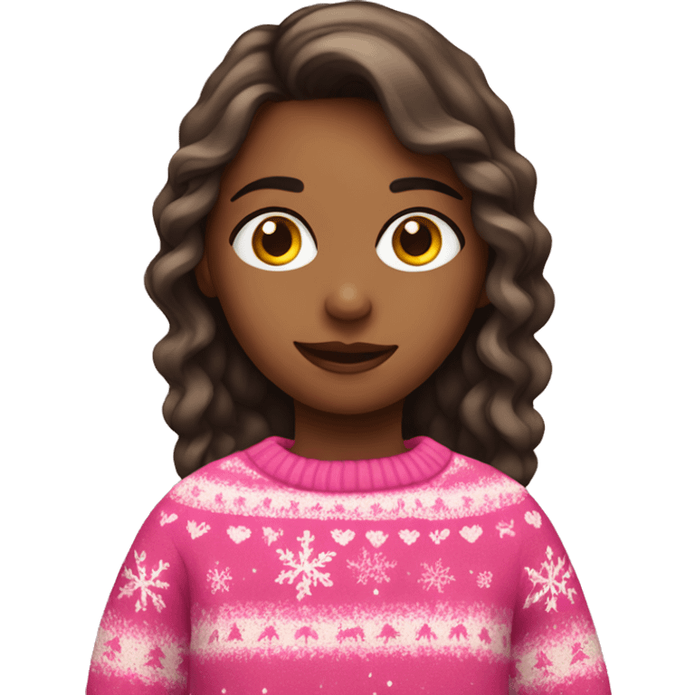 Girl wearing a pink Christmas jumper emoji