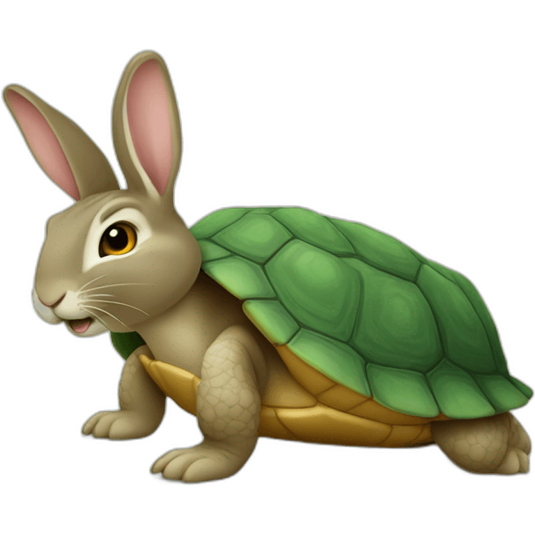 lapin sur tortue emoji