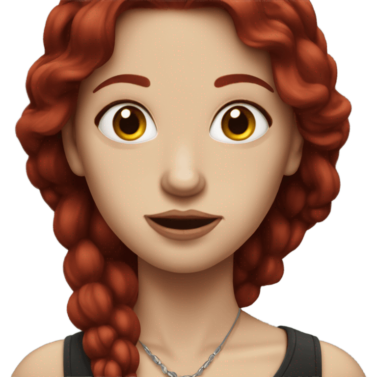 White Lady with dark red hair with piercings  emoji