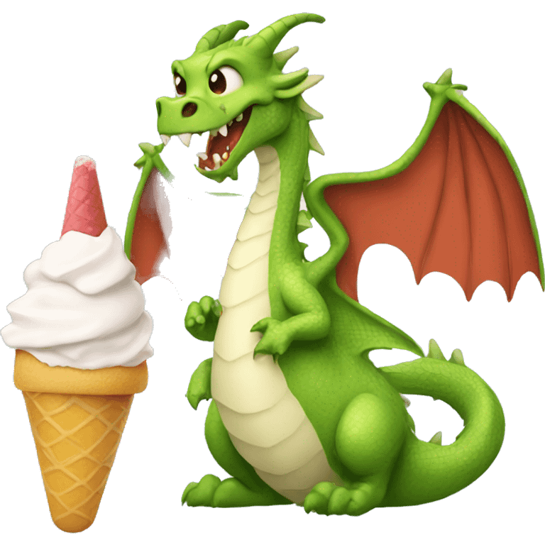 Dragon with an icecream ios style emoji