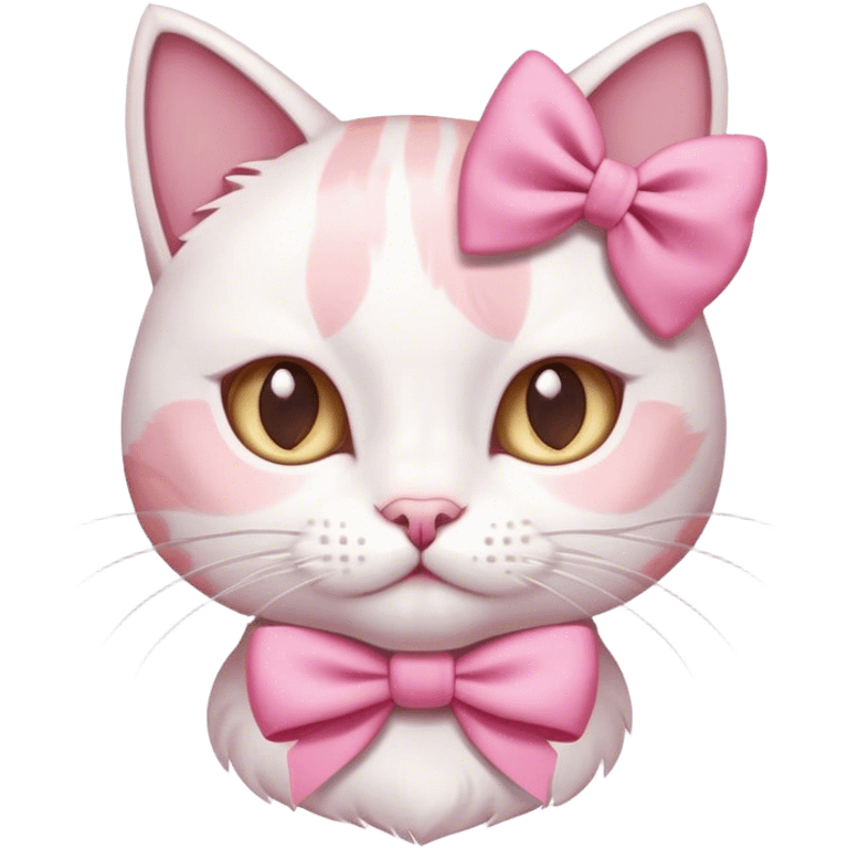 pink white cat with a pink bow emoji