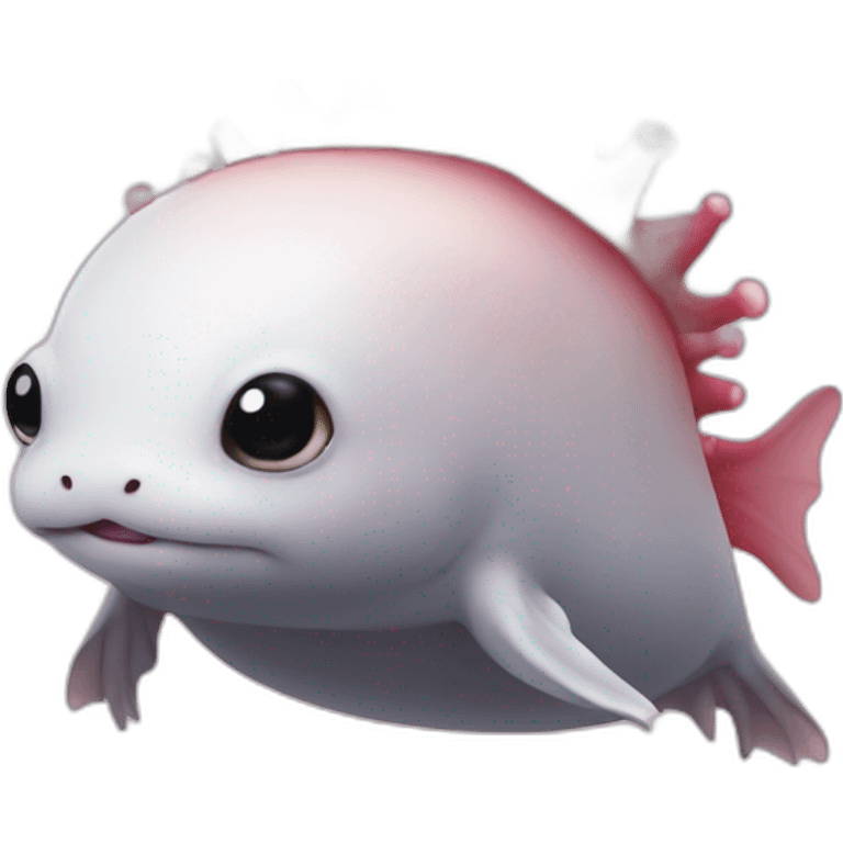 A axolotl on the head of a sea lion emoji