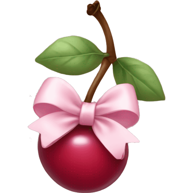 cherry wrapped in pale pink bow emoji