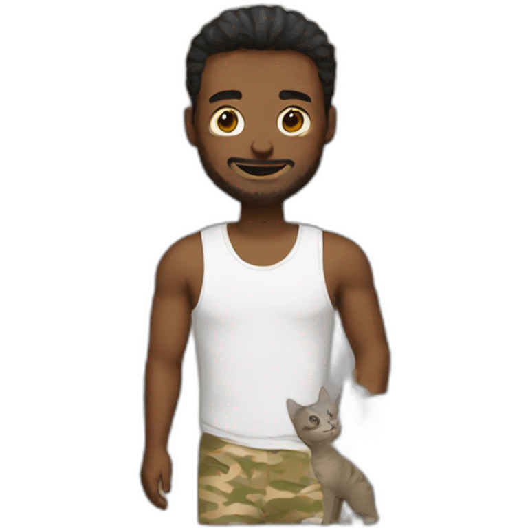 Man in tank with cats emoji