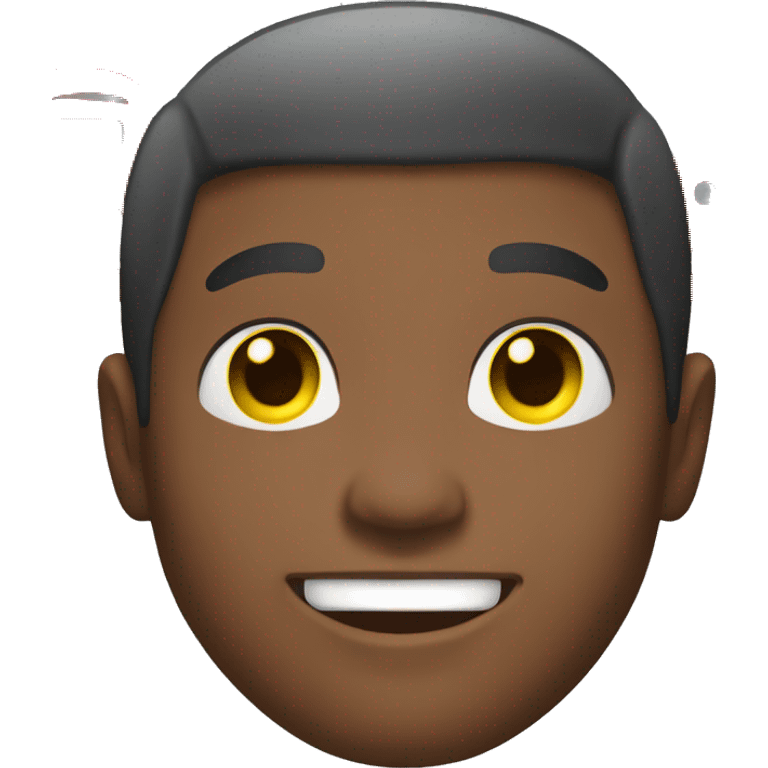 black guy smiling with main red outline is yellow buzcut emoji