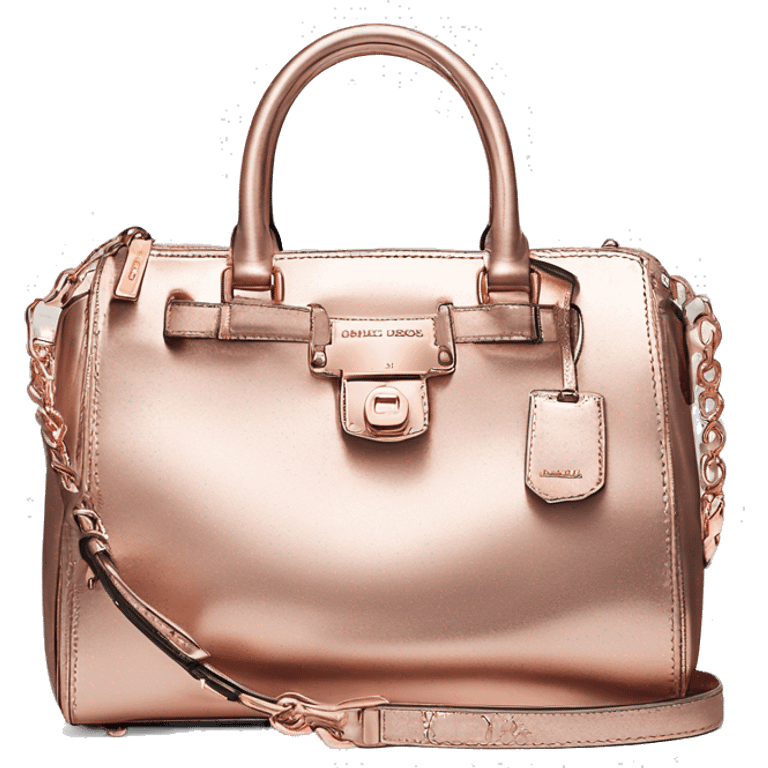 Realistic metallic rose gold michael kors satchel purse.  emoji