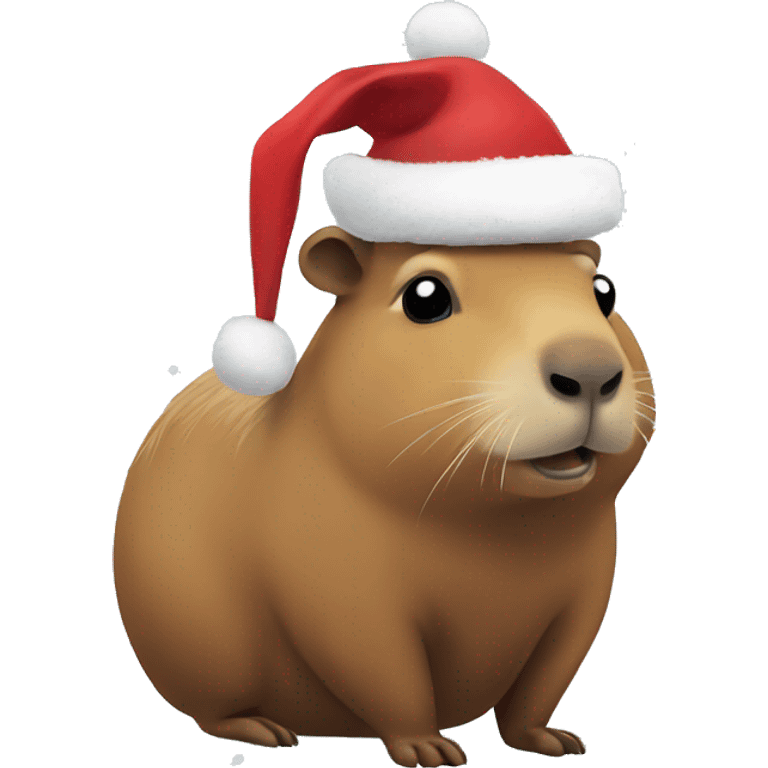 Capybara with Christmas hat in snow emoji