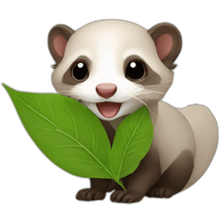 ferret eating a leaf emoji