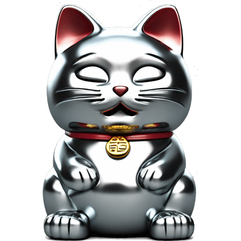 Full chrome plated solid color uncluttered maneki neko 3d emoji