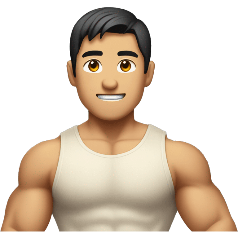 buff gym asian man full body making a 'I want you' face  emoji