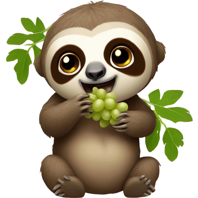 Baby sloth eating grapes emoji