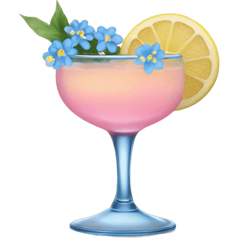 pink/bluish lemon cocktail with blue small flowers  emoji