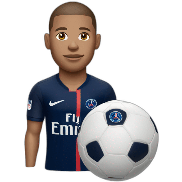 Mbappé with a ball with real paris saint germain jersey emoji