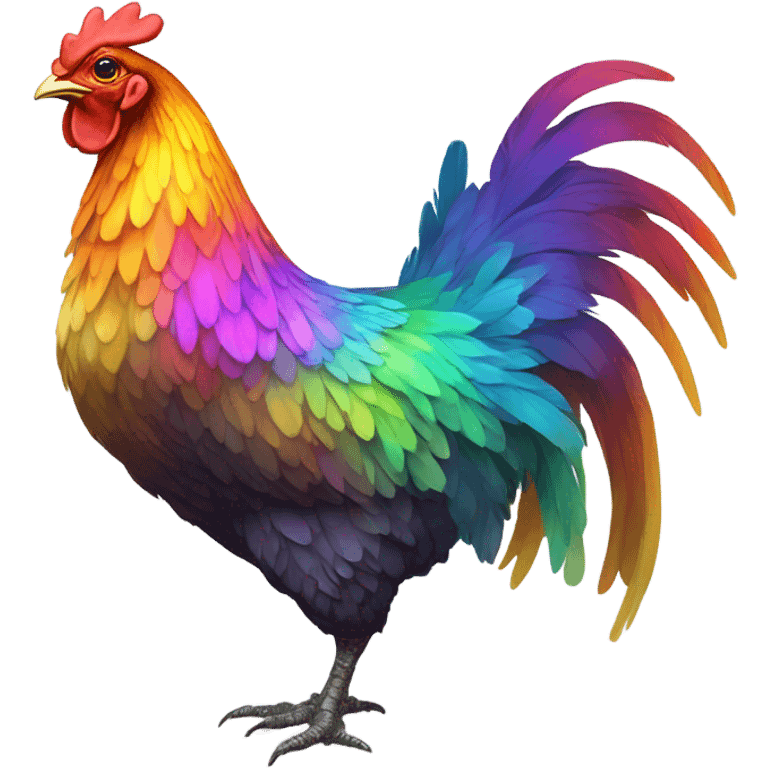 Mysterious rainbow chicken emoji