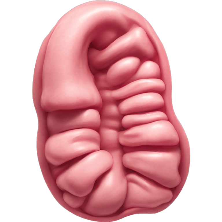 Realistic image of a human stomach, with its J-shape, inner folds, and a smooth pinkish surface, showing clear anatomical details and subtle shading.” emoji