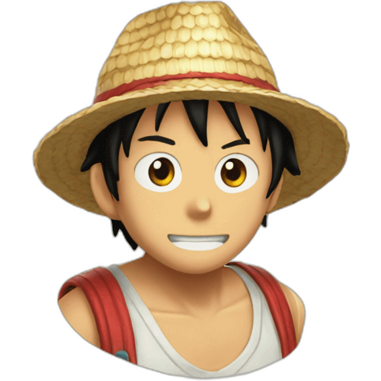 Luffy wearing a straw hat emoji