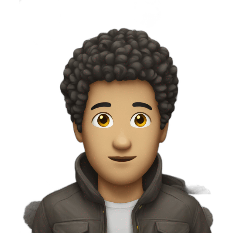 White guy with Afro emoji