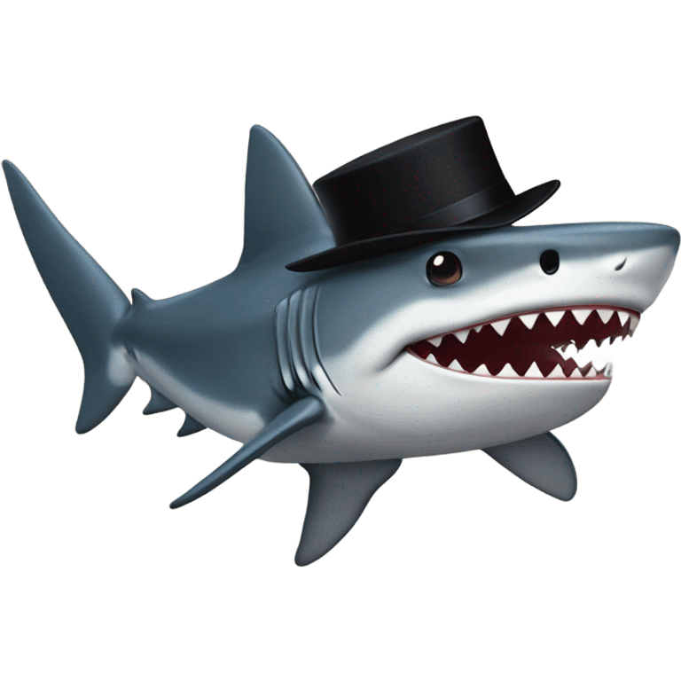 Shark with a top hat emoji