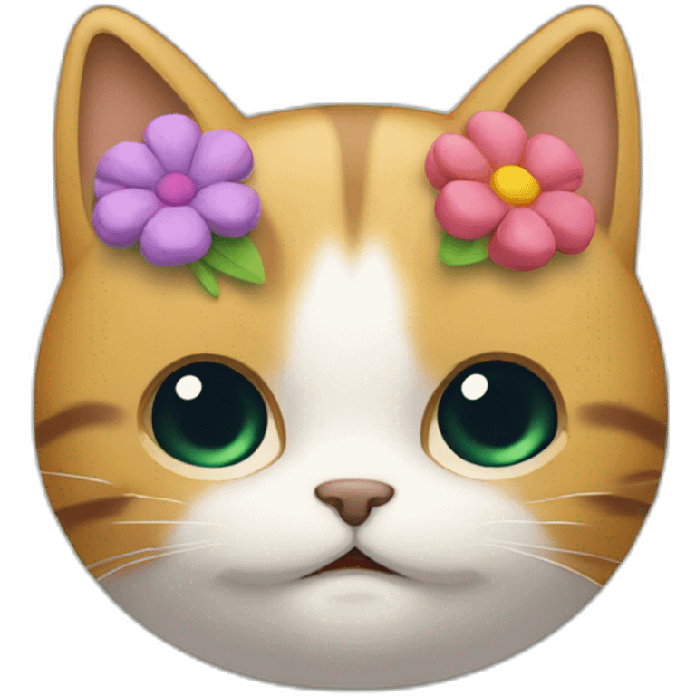 Chat avec des fleurs dans la main emoji