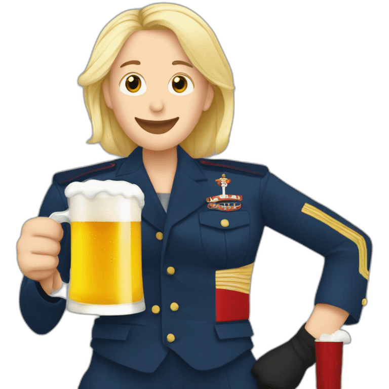 Marine lepen avec une bière emoji