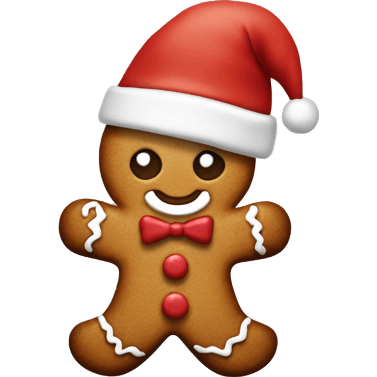 Gingerbread man wearing santa’s hat in coffee emoji