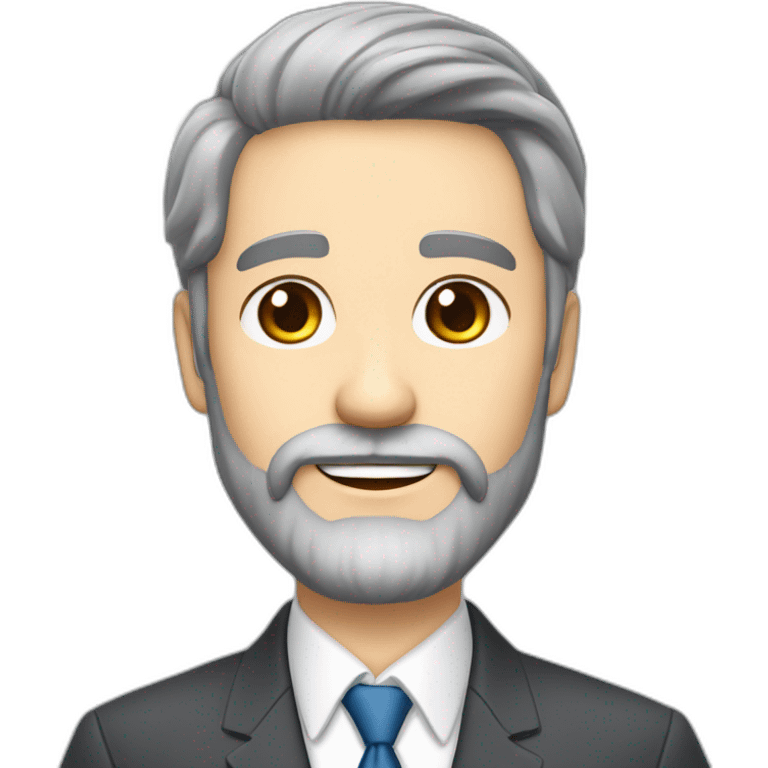 husband classy caucasian 60 dark gray hair trimmed beard wearing business suit holding bible, wife asian age 55 dark hair nurse uniform, no children emoji