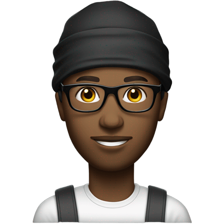 Black guy with doo rag on and black glasses  emoji