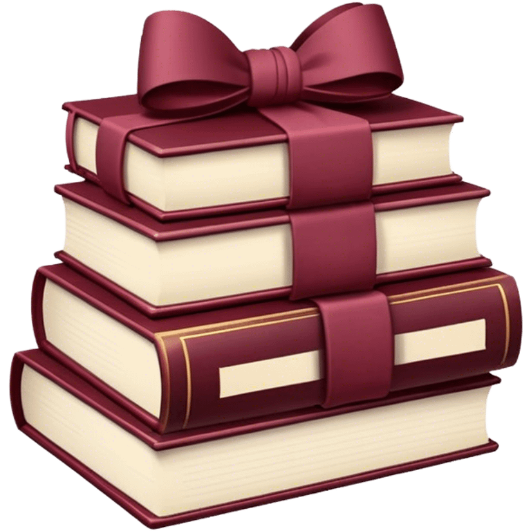 burgundy books stacked up and tied together by a burgundy bow emoji