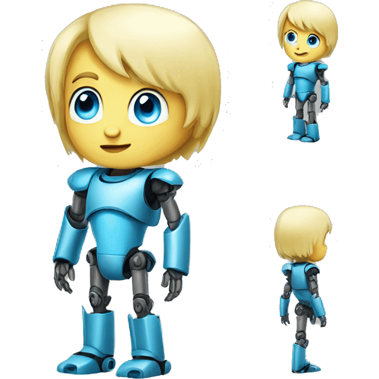 blonde &blue eyes boy robot full body emoji