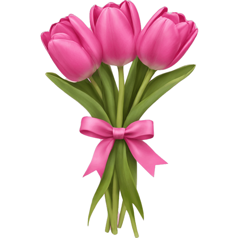 Pink tulips with a bow emoji