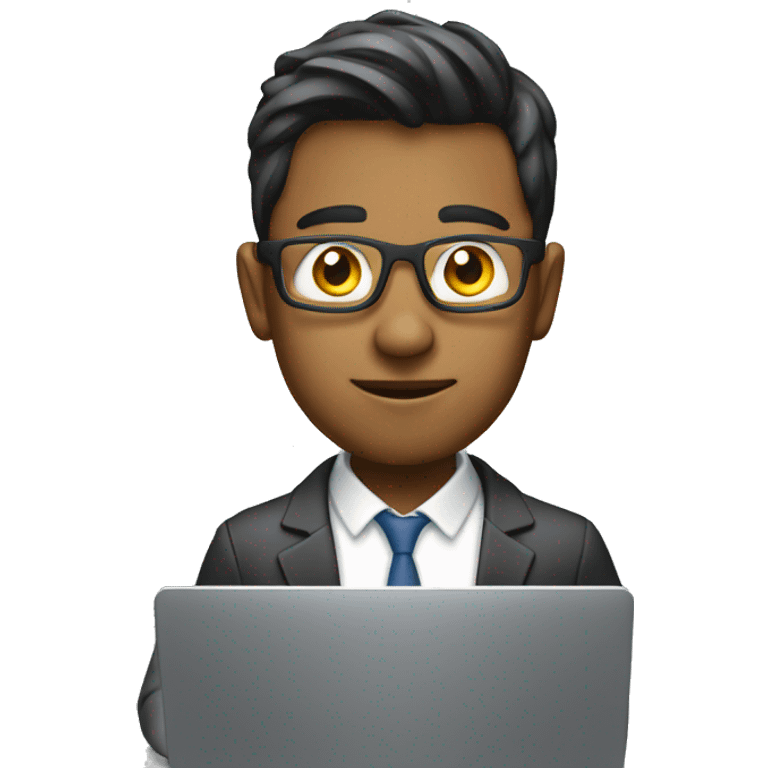 An 24 year adult boy who does coding on laptop in office emoji