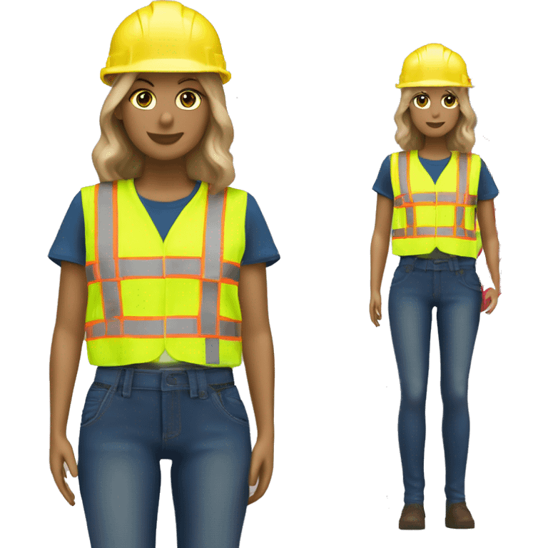 Taylor Swift is a construction worker wearing a patriotic dress with a neon yellow safety vest over the dress. she also has a hard hat and a patriotic patch on the vest.  emoji