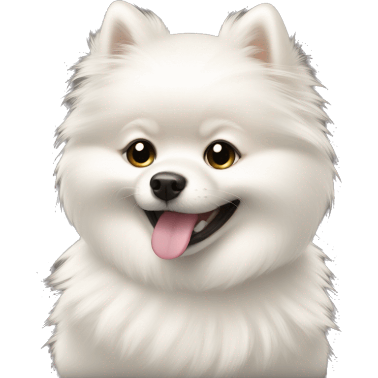 girl smiling hug white pomeranian emoji